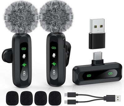 K60 Wireless Lavalier Microphone Audio Video Recording Mini Mic For iPhone Android Laptop Live Gaming Mobile Phone Microphone